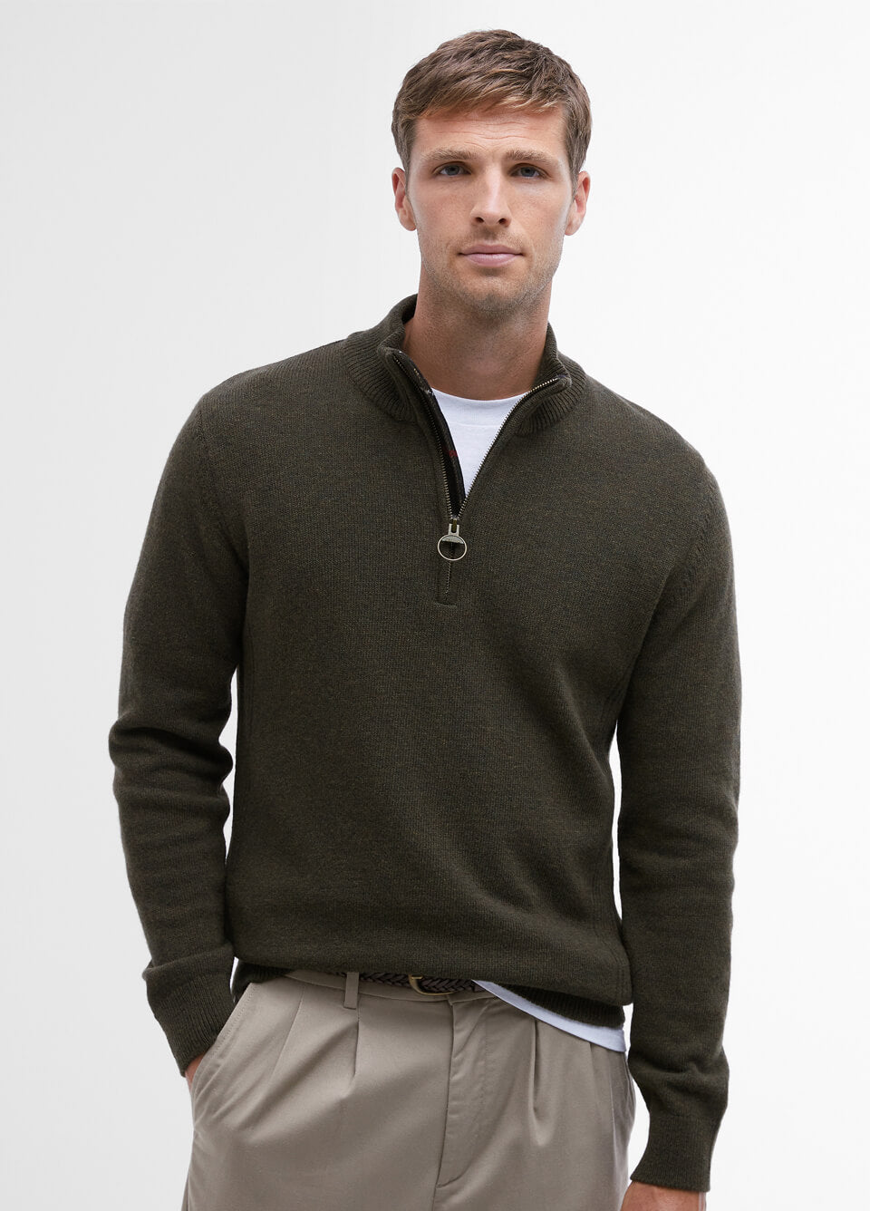 Barbour Men's Holden Half Zip Jumper - Olive Marl