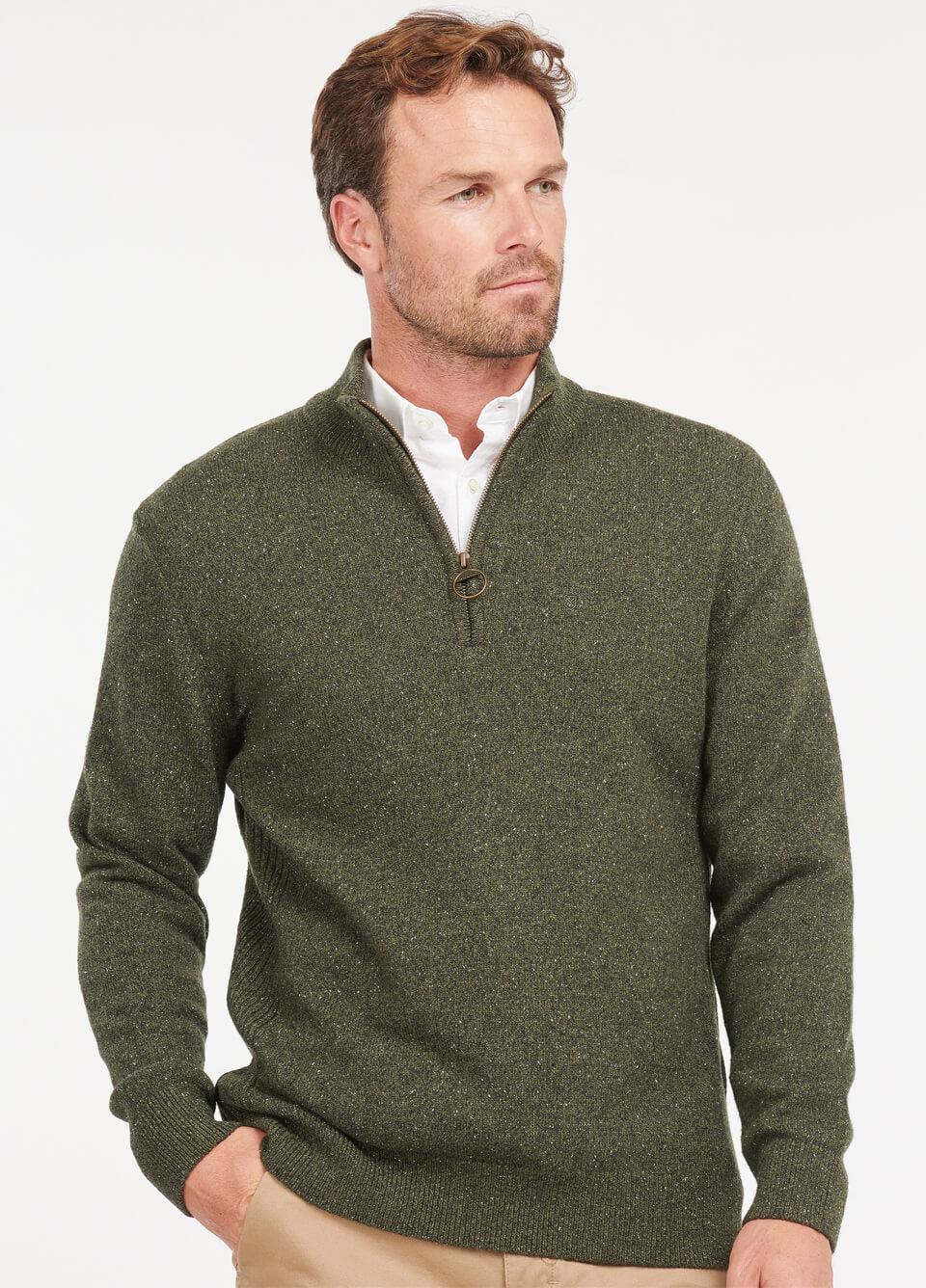 Barbour Men's Tisbury Half Zip Jumper - Dark Seaweed