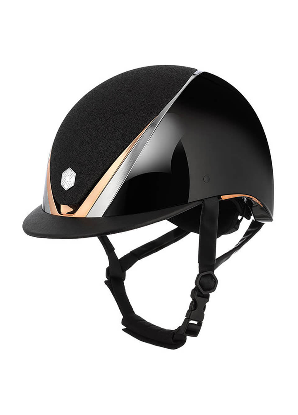 Charles Owen Hyda MIPS Gloss/Sparkly Standard Peak Riding Helmet - Black/Rose Gold