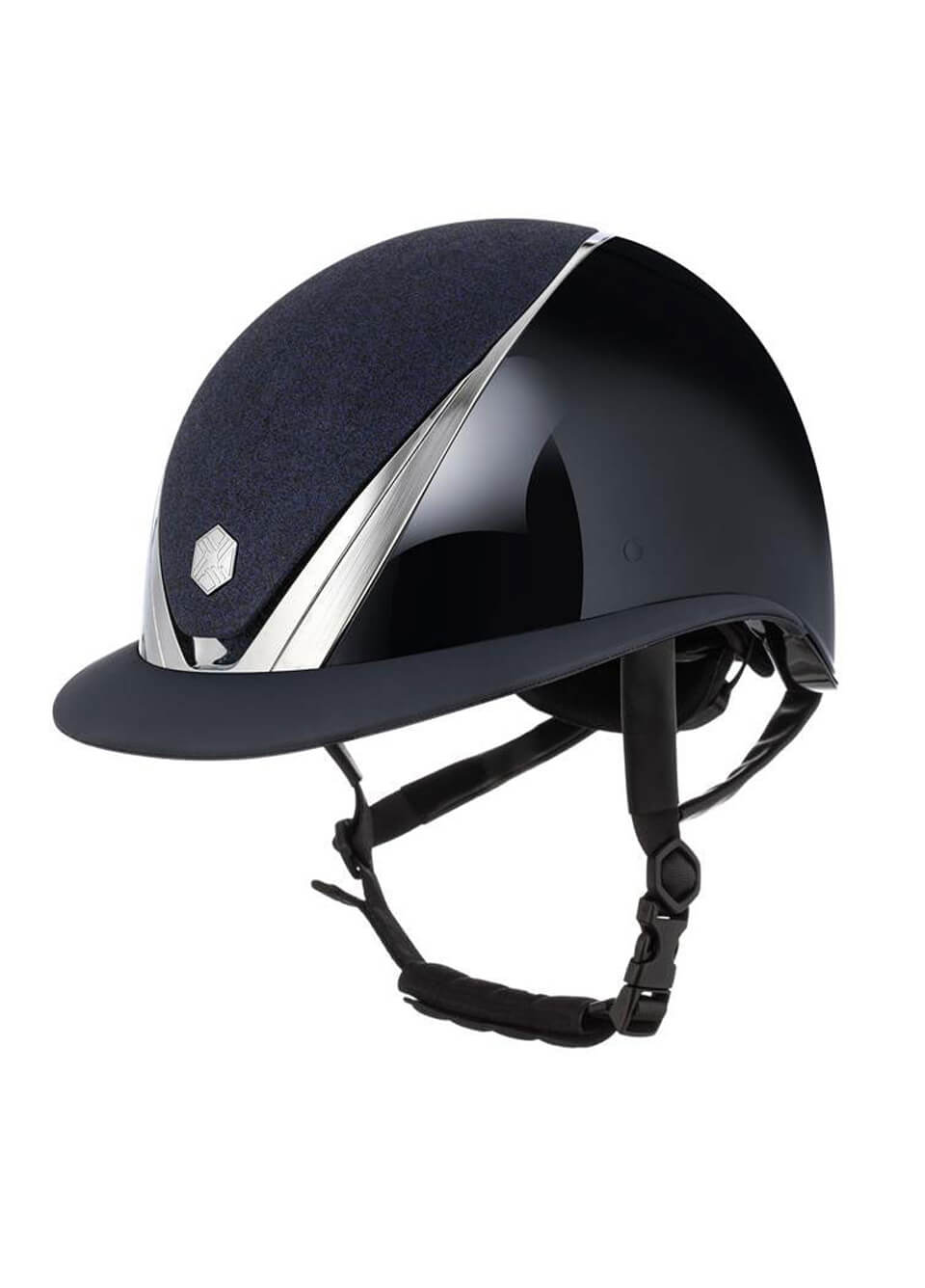 Charles Owen Hyda MIPS Gloss/Sparkly Wide Peak Riding Helmet - Navy/Chrome