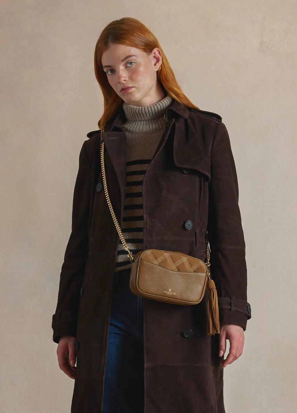 Fairfax & Favor Farnham Crossbody Bag - Quilted Tan
