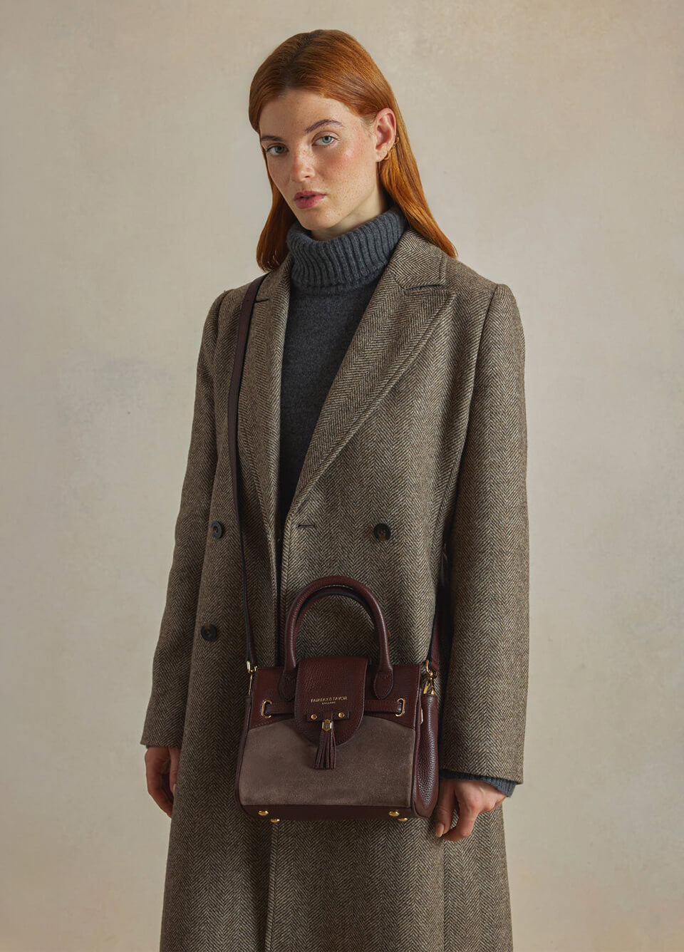 Fairfax & Favor Mini Windsor Handbag Stockist Exclusive - Port/Deep Taupe