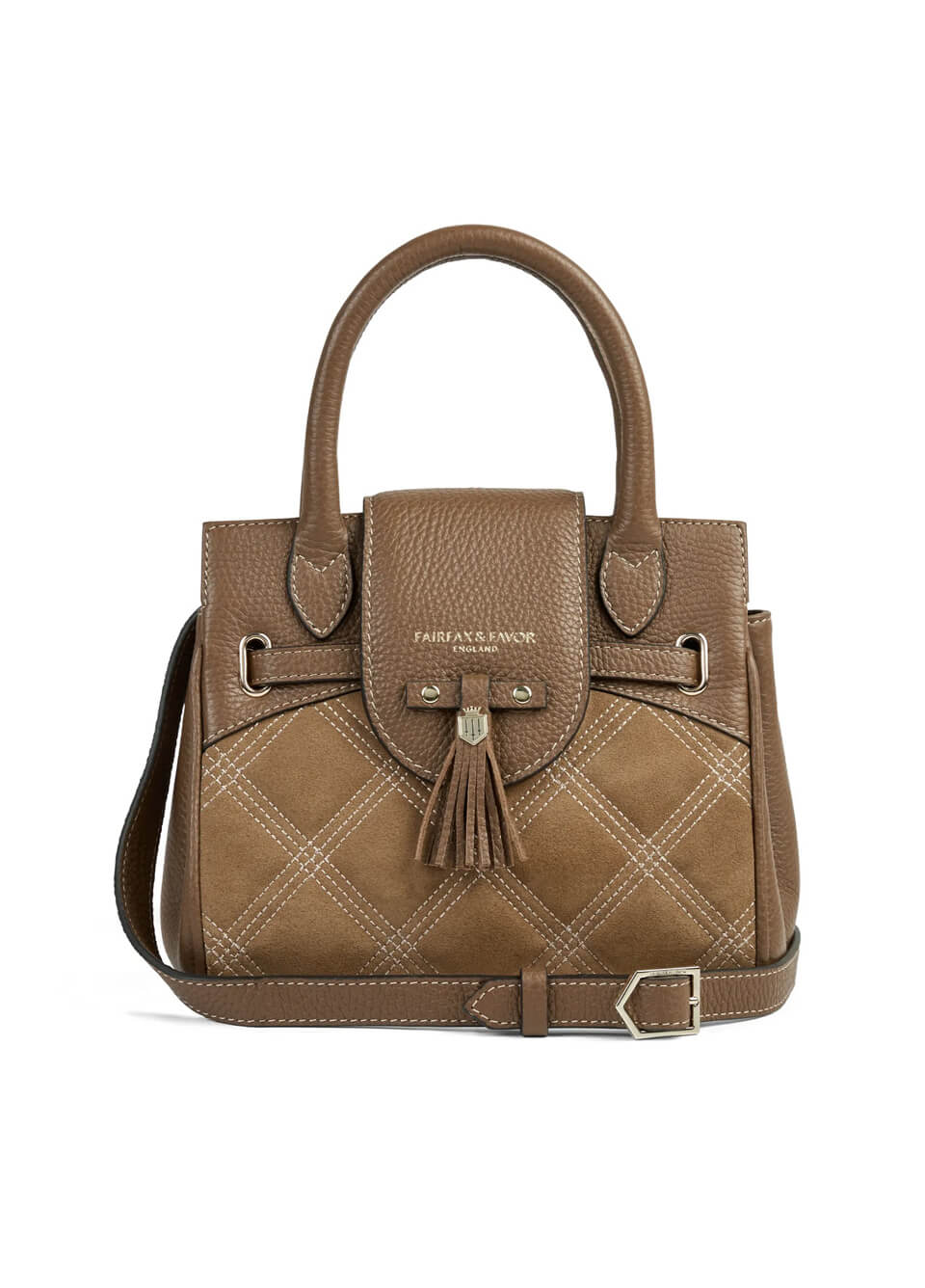 Fairfax & Favor Mini Windsor Handbag - Quilted Tan Suede