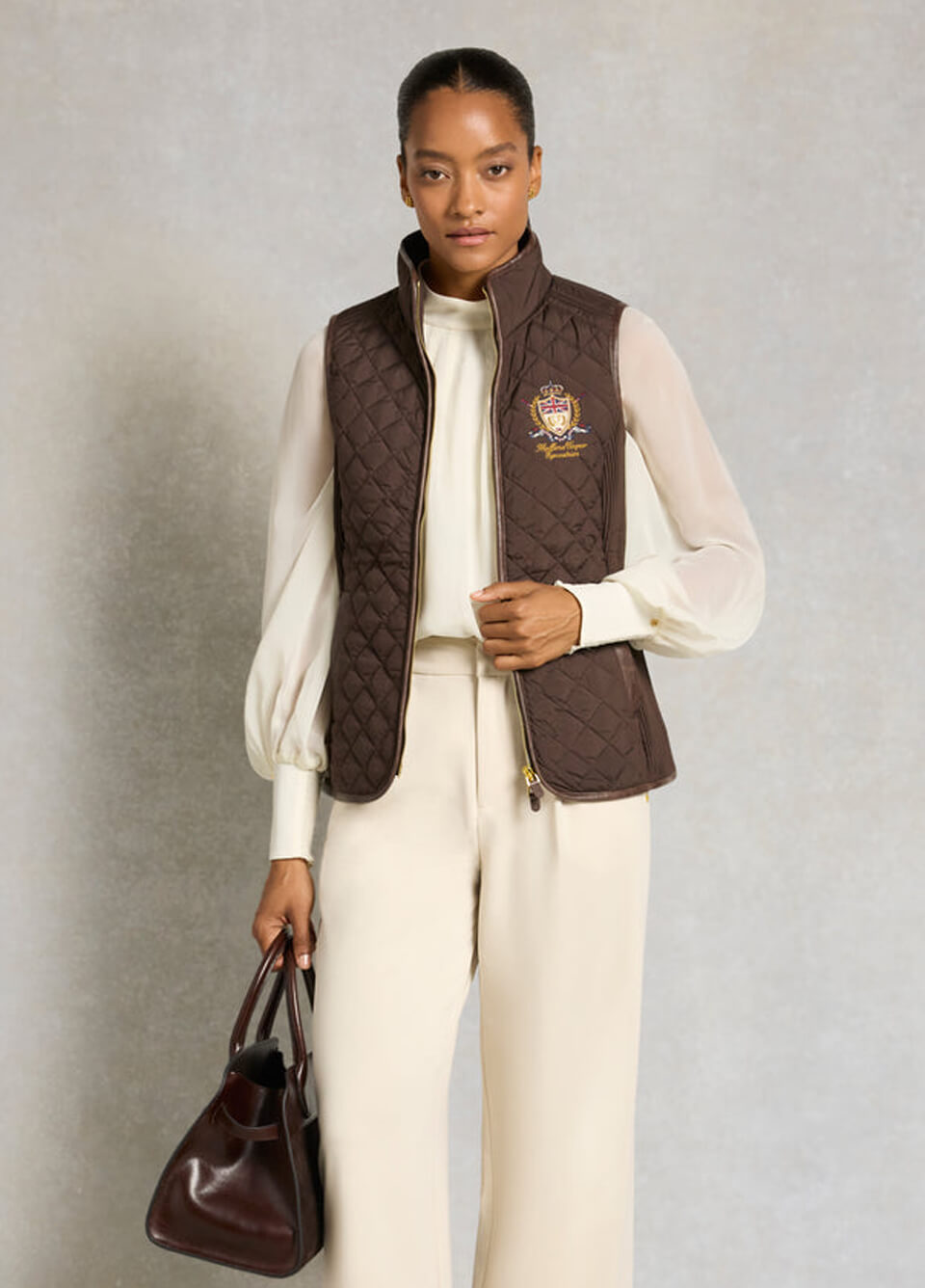 Holland Cooper Boughton Diamond Quilt Gilet - Walnut