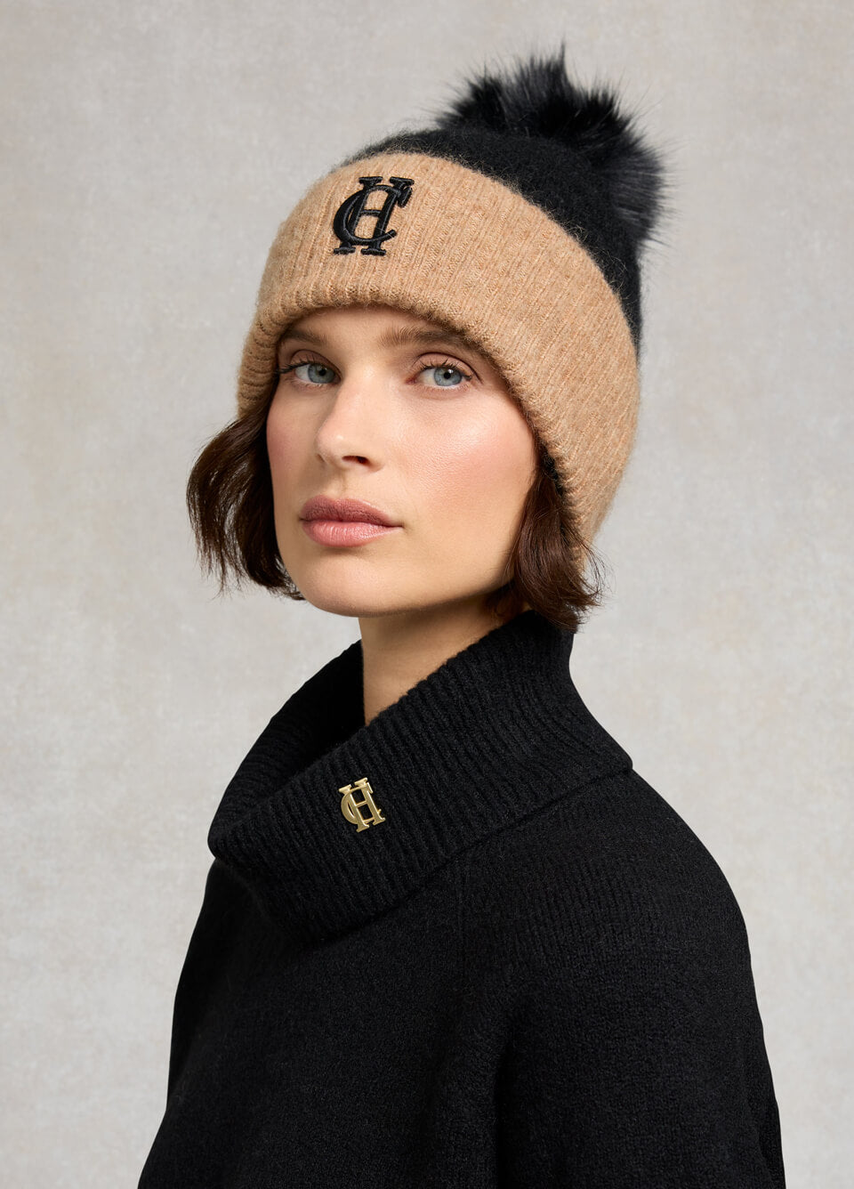 Holland Cooper Chelsea Bobble Hat - Black
