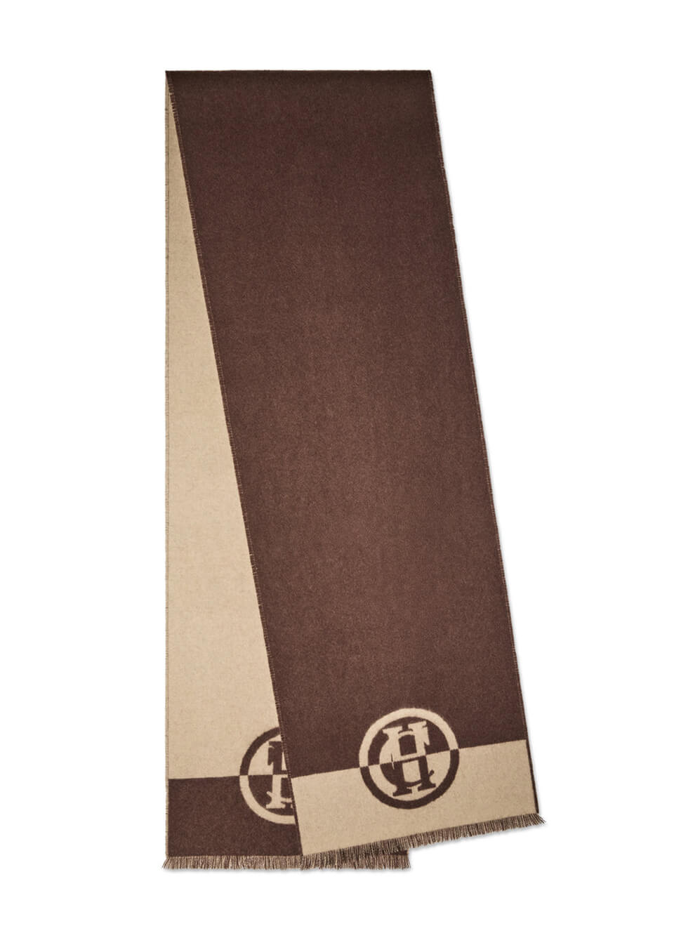 Holland Cooper Jacquard Scarf - Chocolate/Taupe