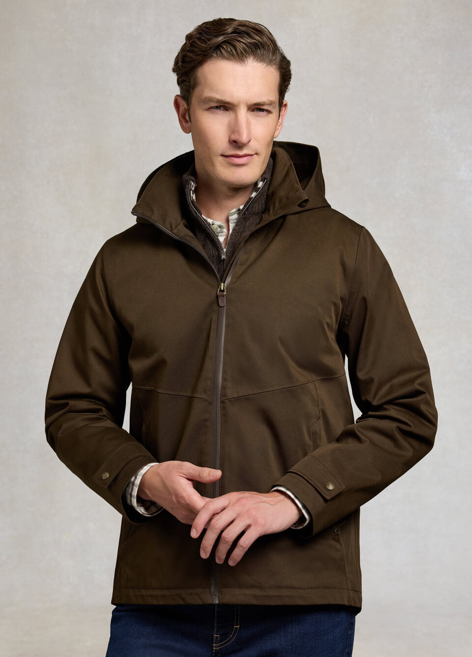 Holland Cooper Men's Essential Waterproof Jacket - Olive Brown