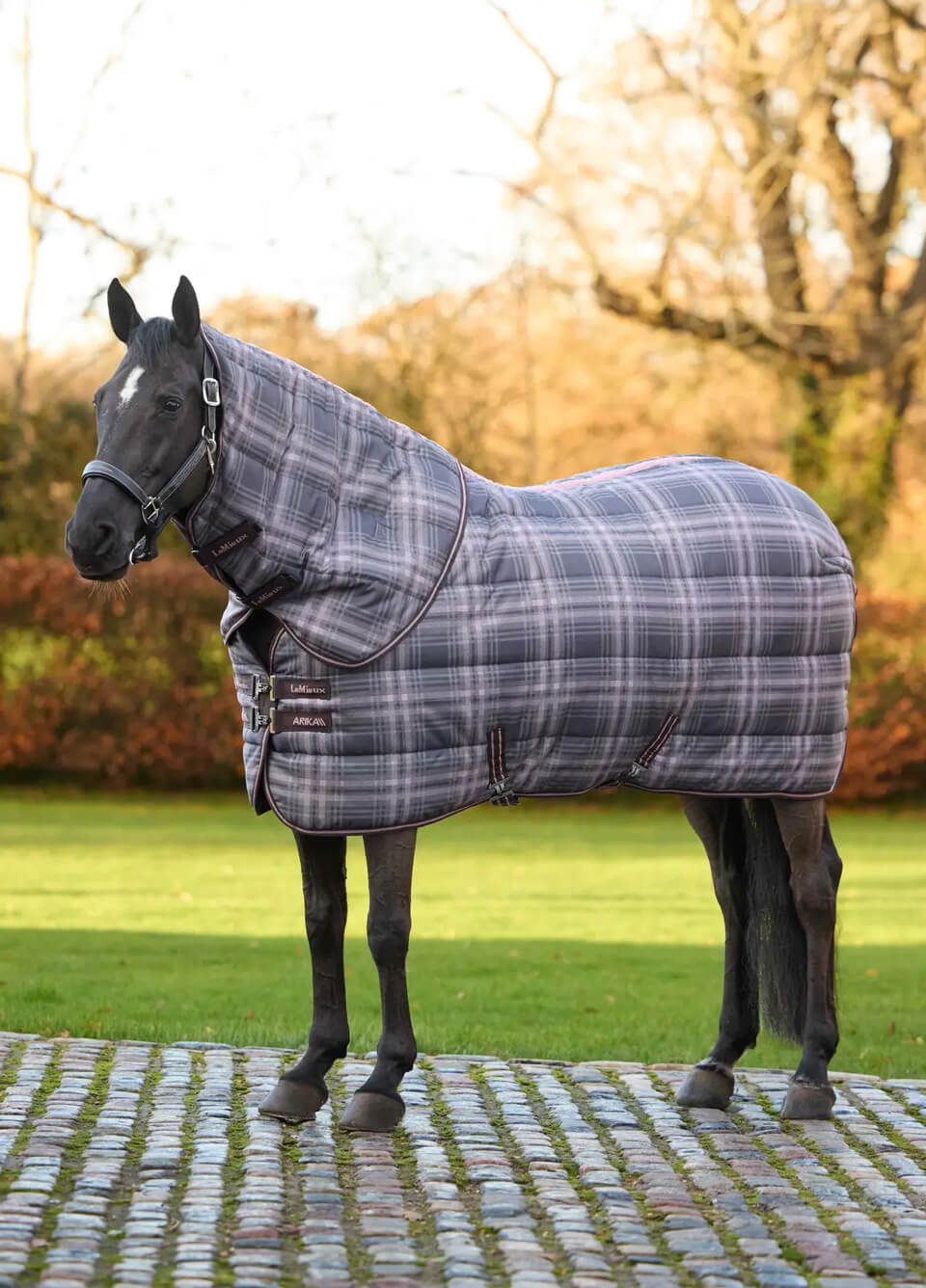 LeMieux Arika Heritage Check Stable Rug with Neck 100g - Cocoa