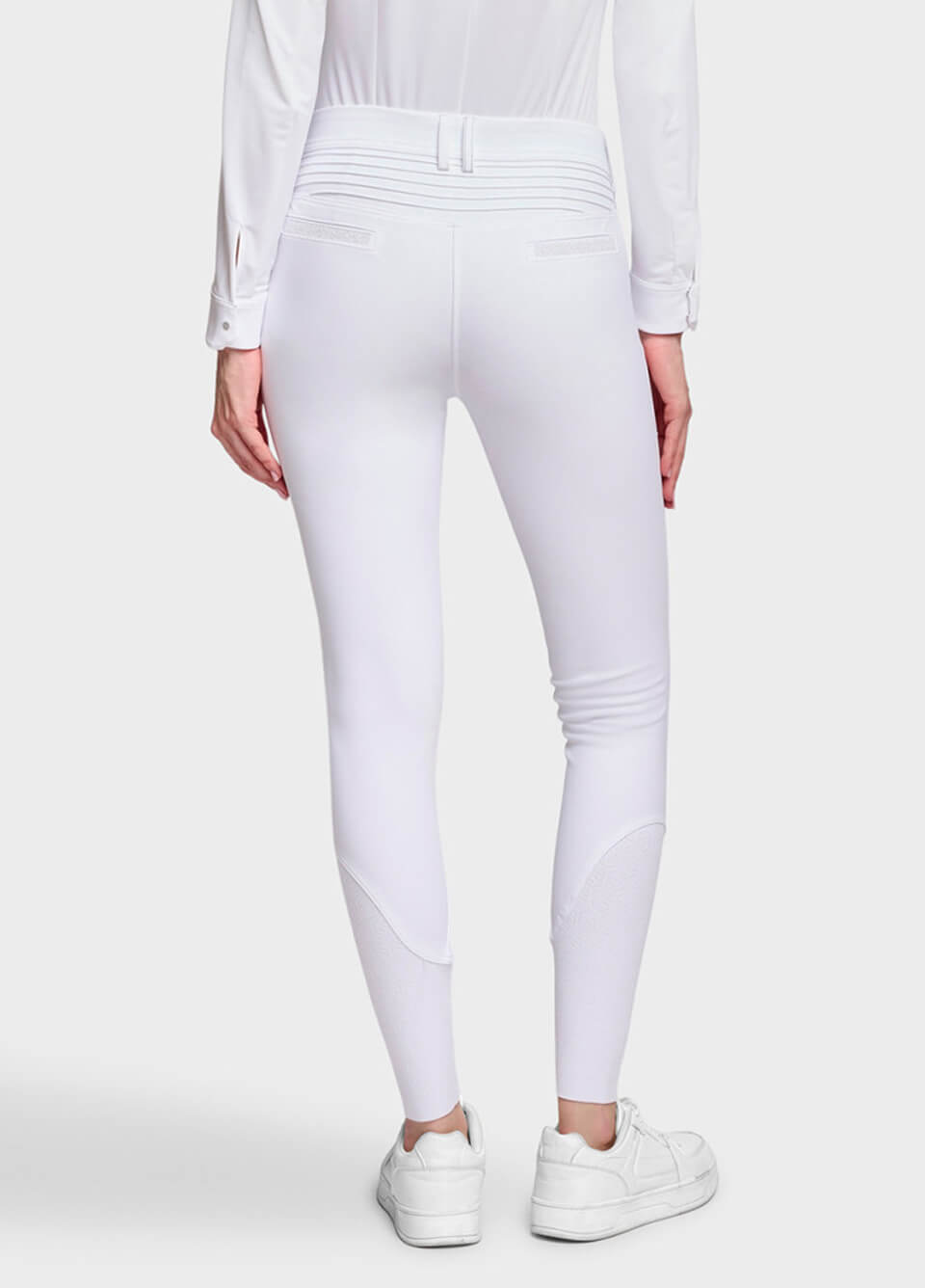 Samshield Adèle Crystal Fabric Knee Grip Breeches - White