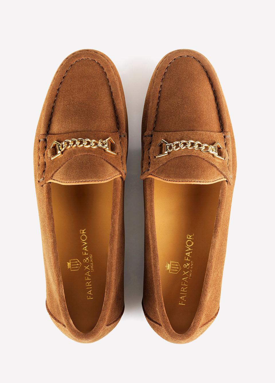 Fairfax & Favor Ladies Suede Apsley Loafers - Tan