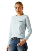 Ariat Course Seal Long Sleeved T-Shirt - Cerulean Heather