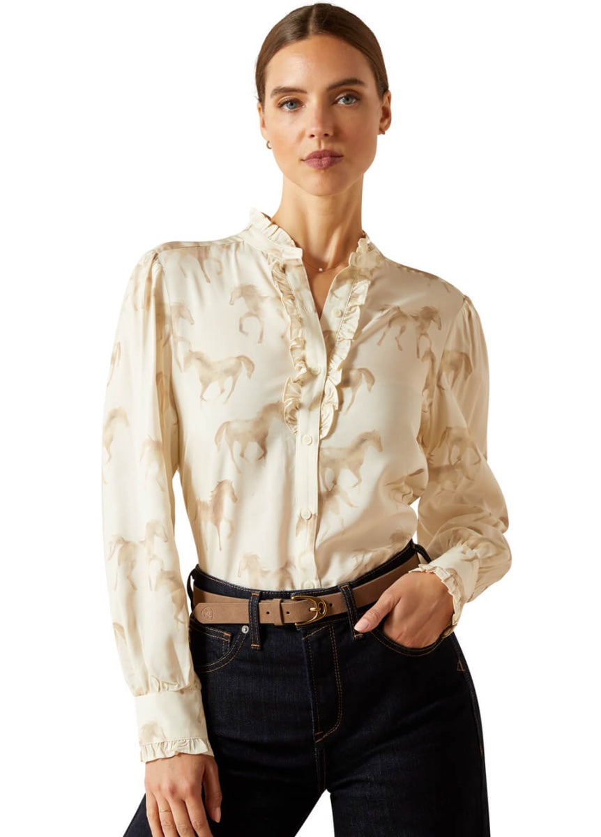 Ariat Cricklade Blouse - Watercolour Horse Print