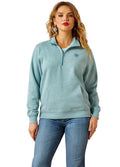 Ariat Foundation Logo 1/2 Zip Sweatshirt - Teal Heather