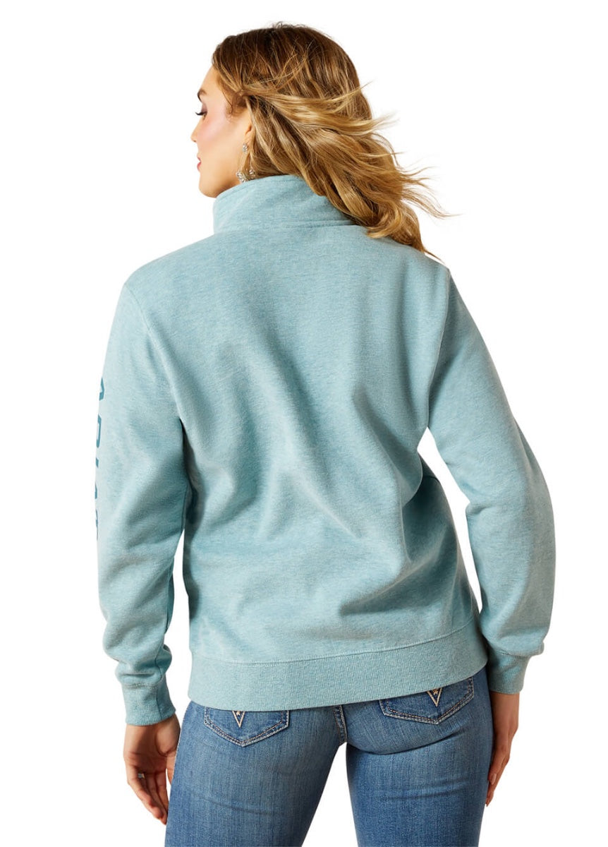 Ariat Foundation Logo 1/2 Zip Sweatshirt - Teal Heather