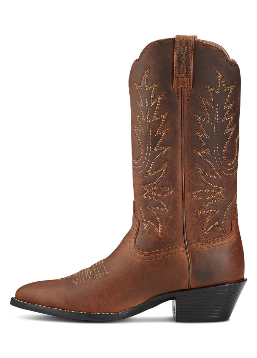 Ariat Heritage R Toe Western Boot - Distressed Brown