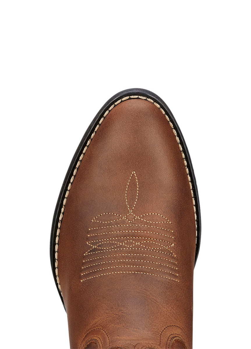 Ariat Heritage R Toe Western Boot - Distressed Brown