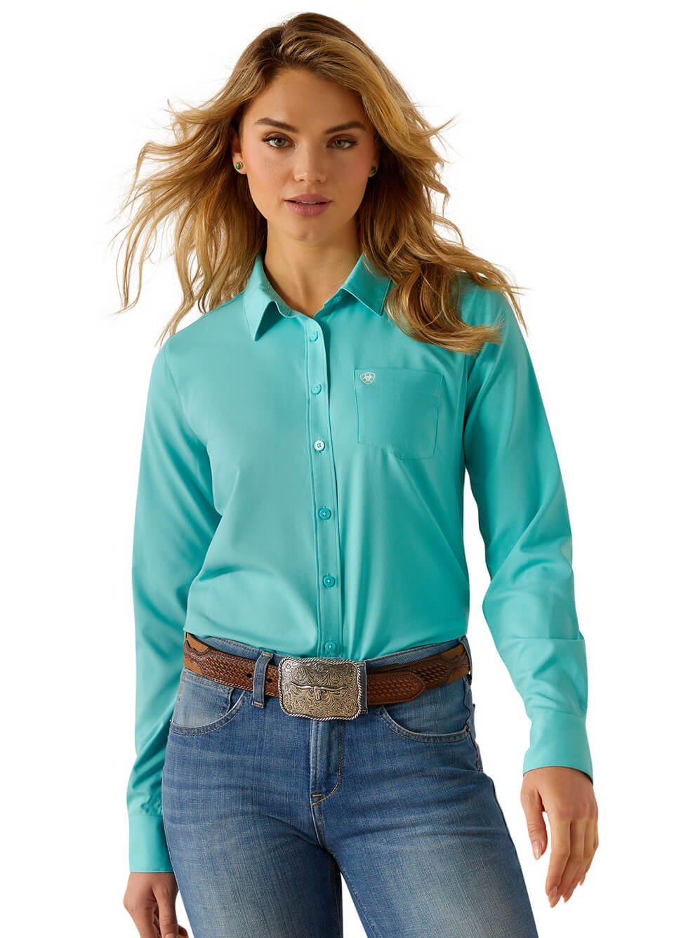 Ariat Kirby Pro Team Long Sleeve Shirt - Blue Turquoise