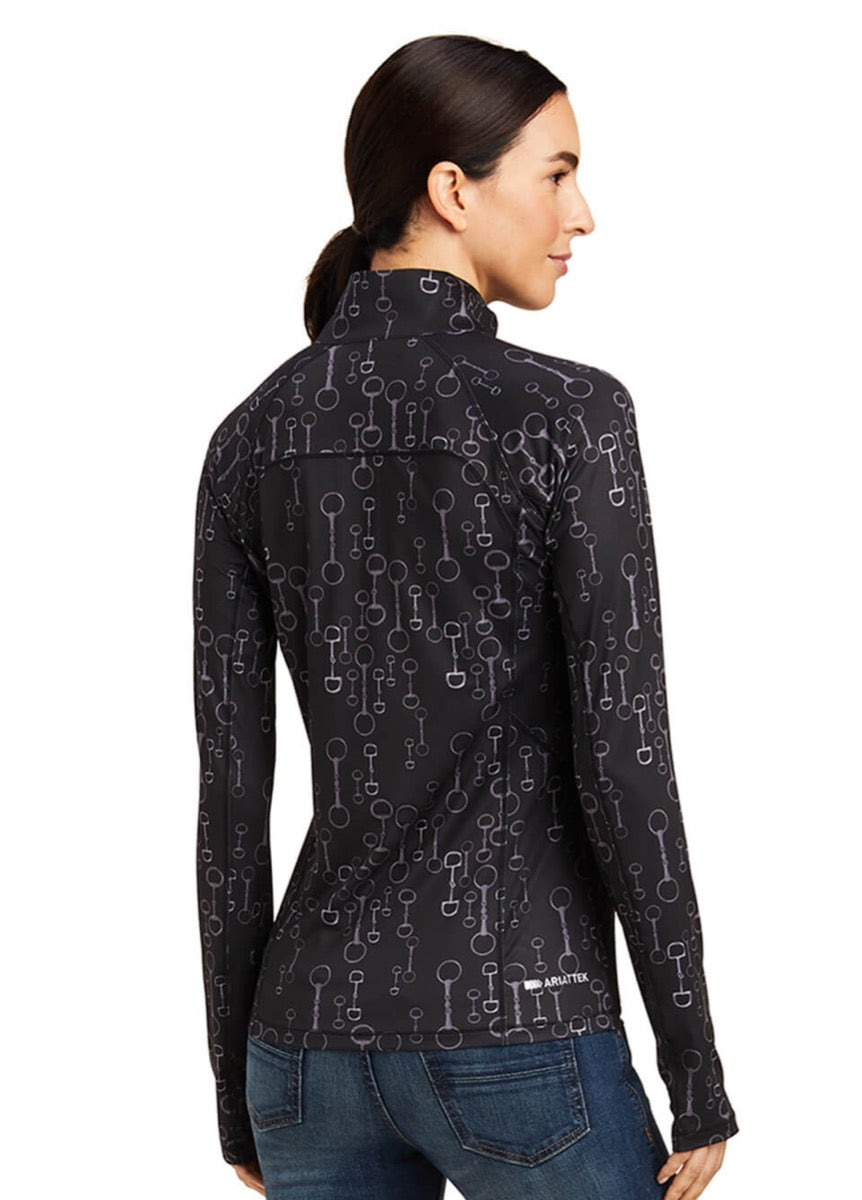 Ariat Lowell 2.0 1/4 Zip Baselayer - Black Bit Print