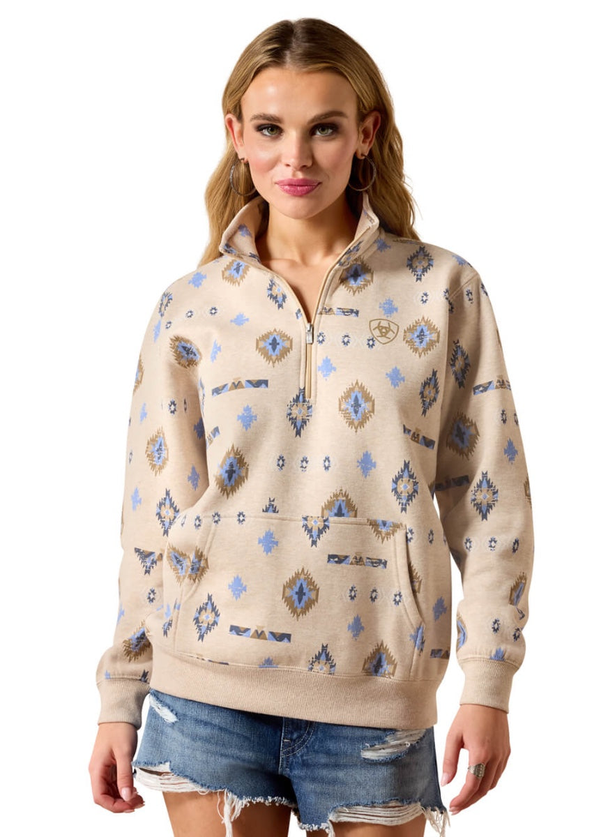 Ariat Sapphire 1/2 Zip Sweatshirt - Oatmeal Heather