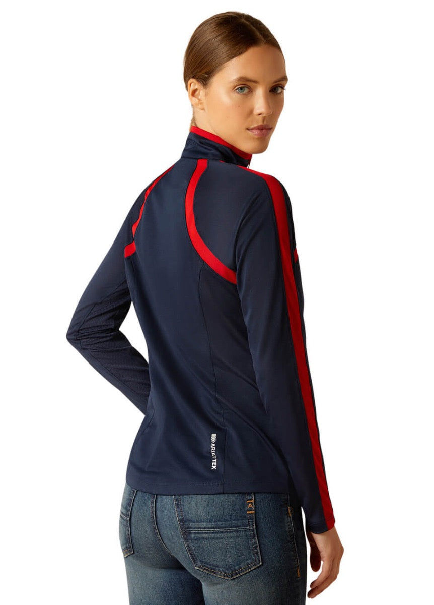 Ariat Sunstopper 3.0 1/4 Zip Baselayer - Navy/Red