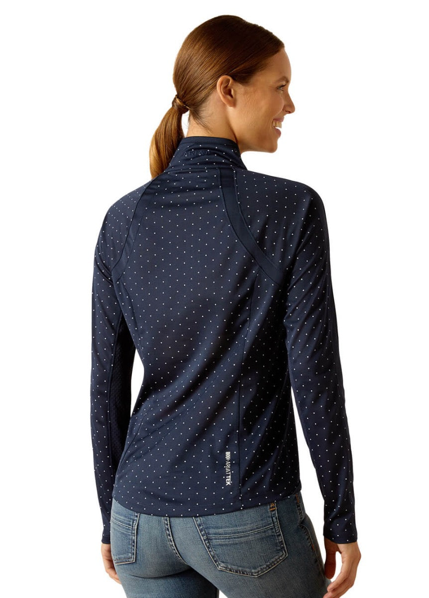 Ariat Sunstopper 3.0 1/4 Zip Baselayer - Navy Dot