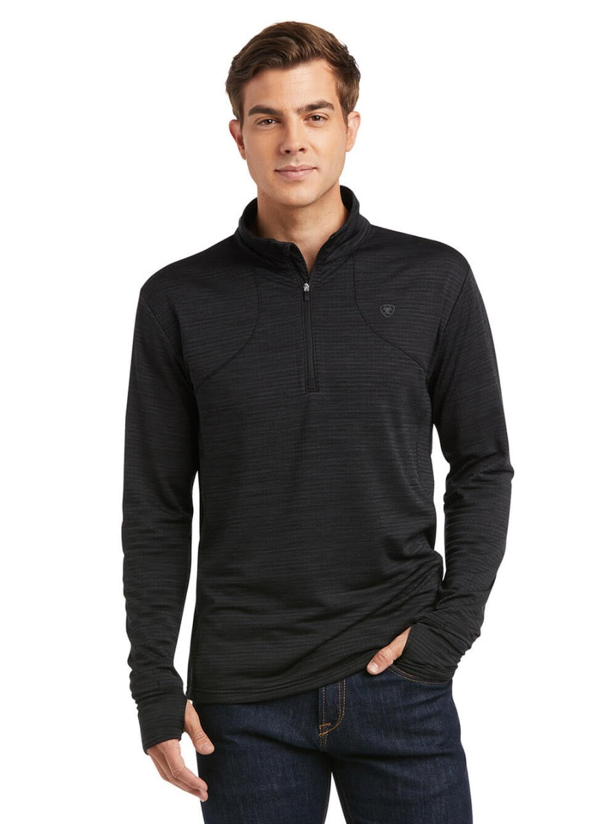 Ariat Mens Gridwork 1/4 Zip Baselayer - Black