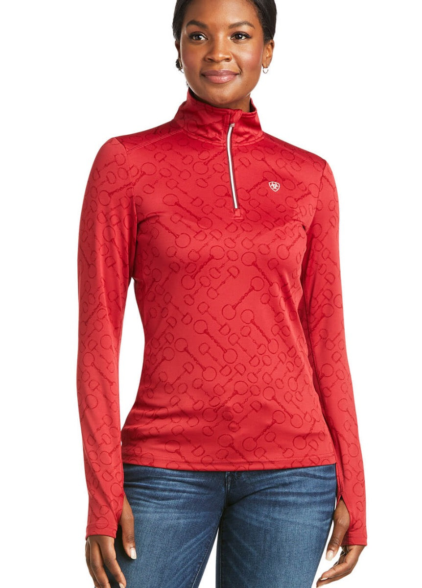 Ariat Womens Prophecy 1/4 Zip Long Sleeve Base Layer - Rhubarb