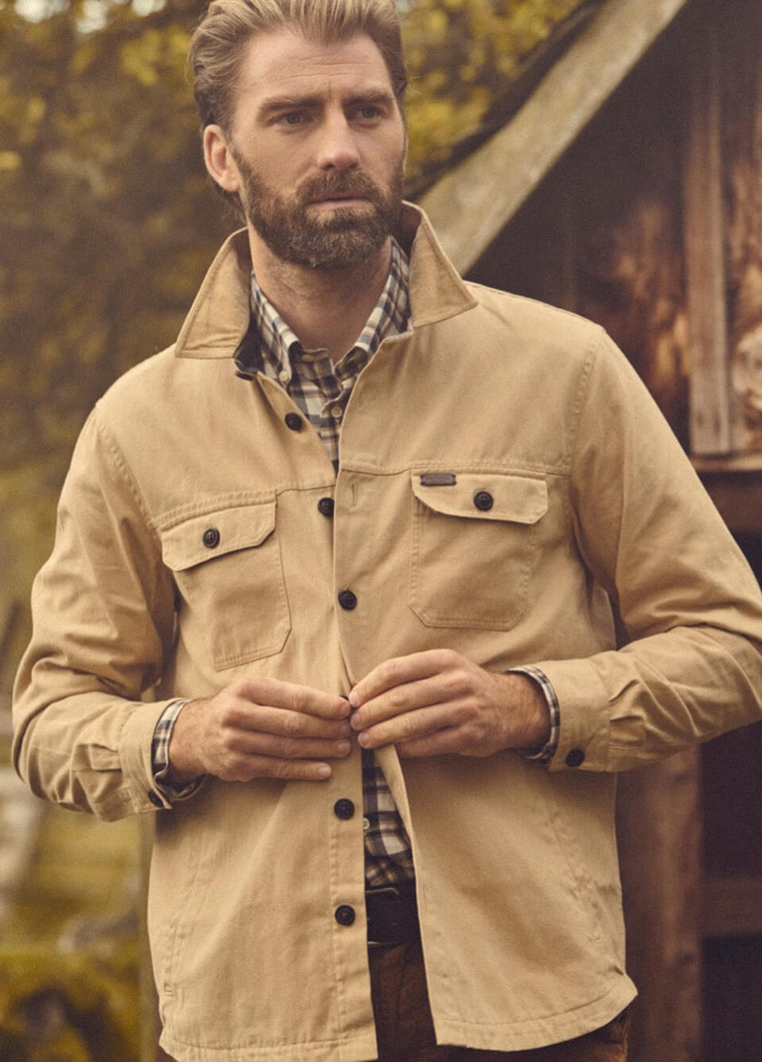 Barbour Mens Catbell Overshirt - Light Stone