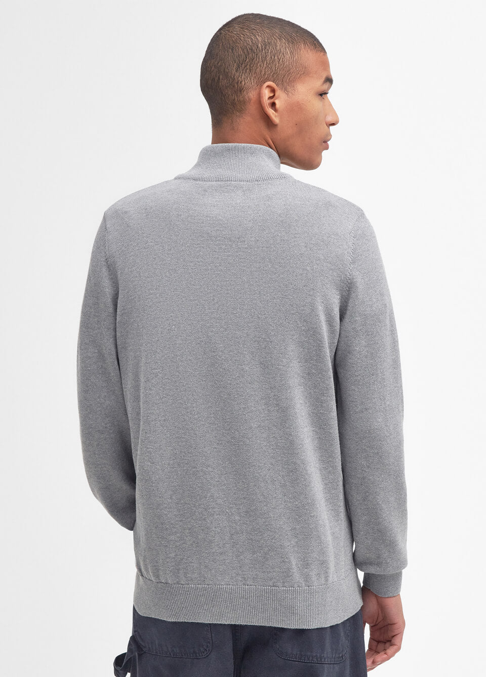 Barbour Mens Cotton Half Zip Sweater - Grey Marl