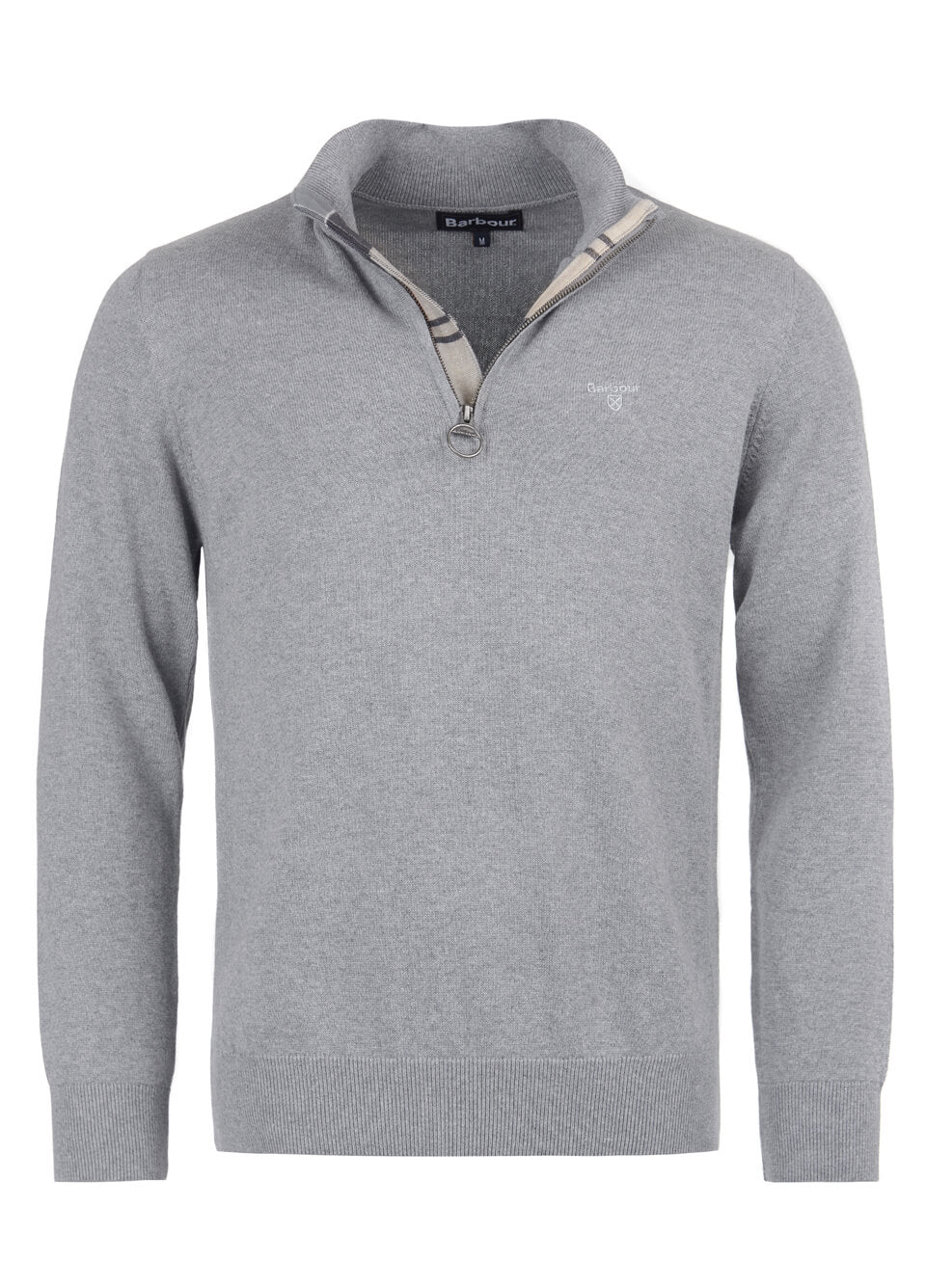 Barbour Mens Cotton Half Zip Sweater - Grey Marl