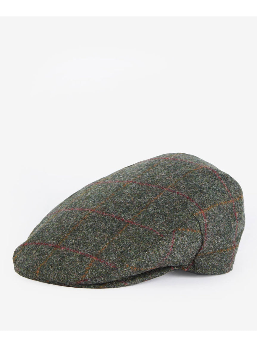 Barbour Crieff Flat Cap - Olive/Red