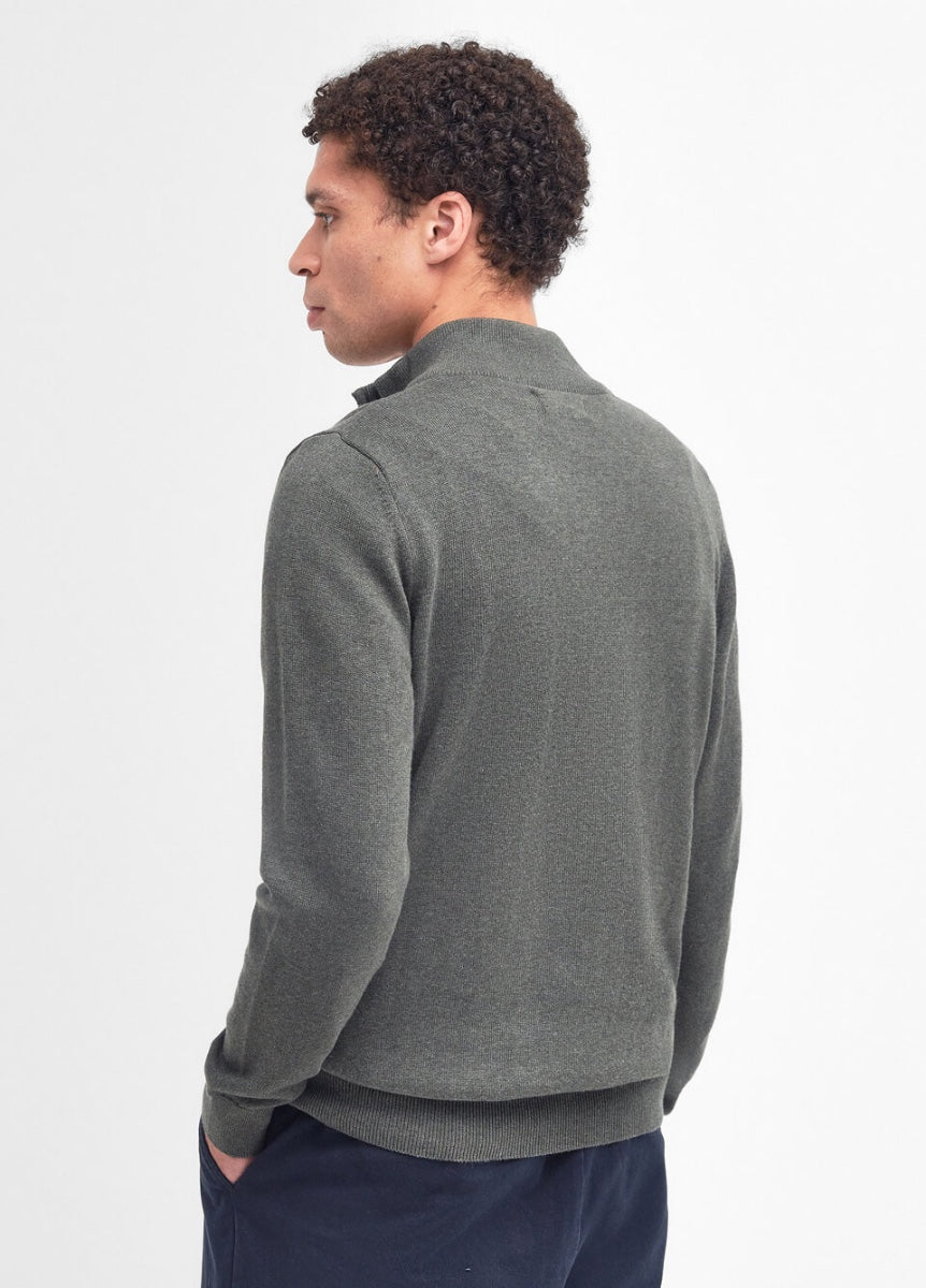 Barbour Men's Cotton Half Zip Sweater - Olive Marl