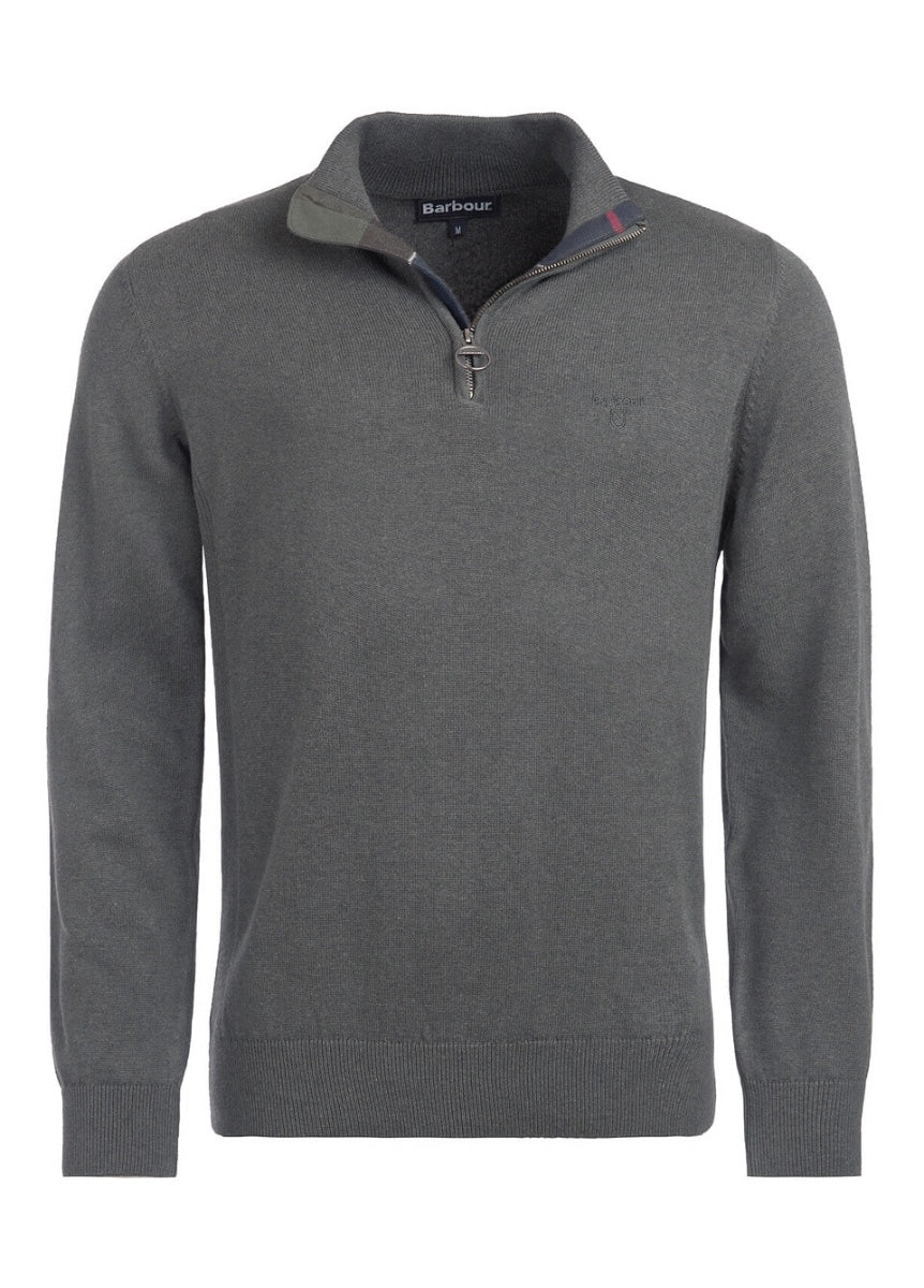 Barbour Men's Cotton Half Zip Sweater - Olive Marl