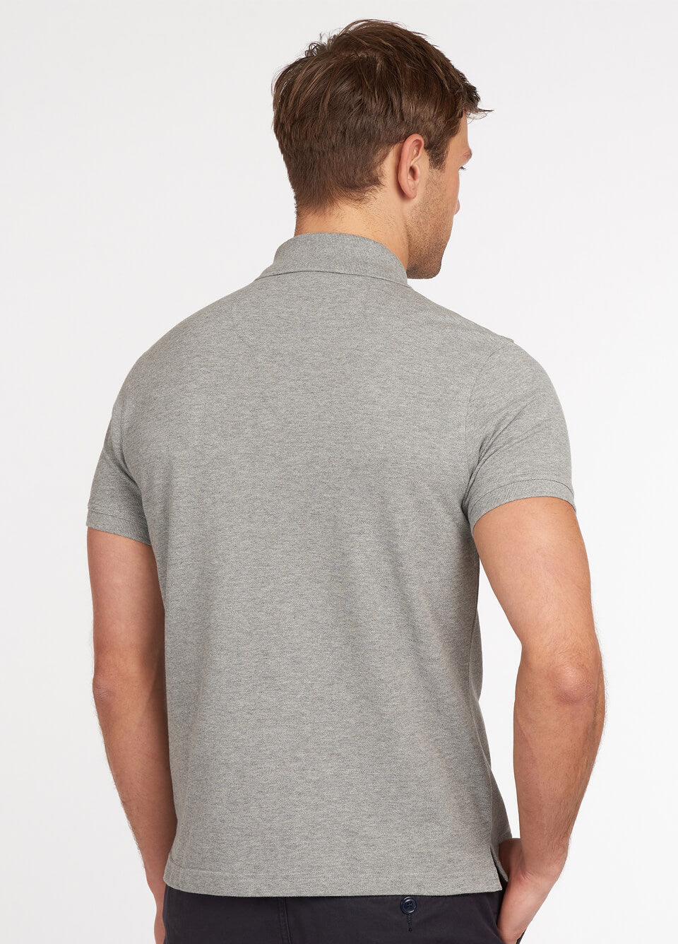 Barbour Mens Tartan Pique Polo Shirt - Grey Marl