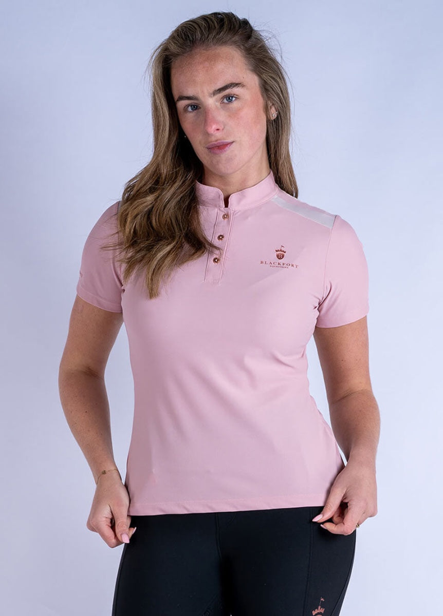 Blackfort Equestrian Astrid Tech Polo Shirt - Pink/White