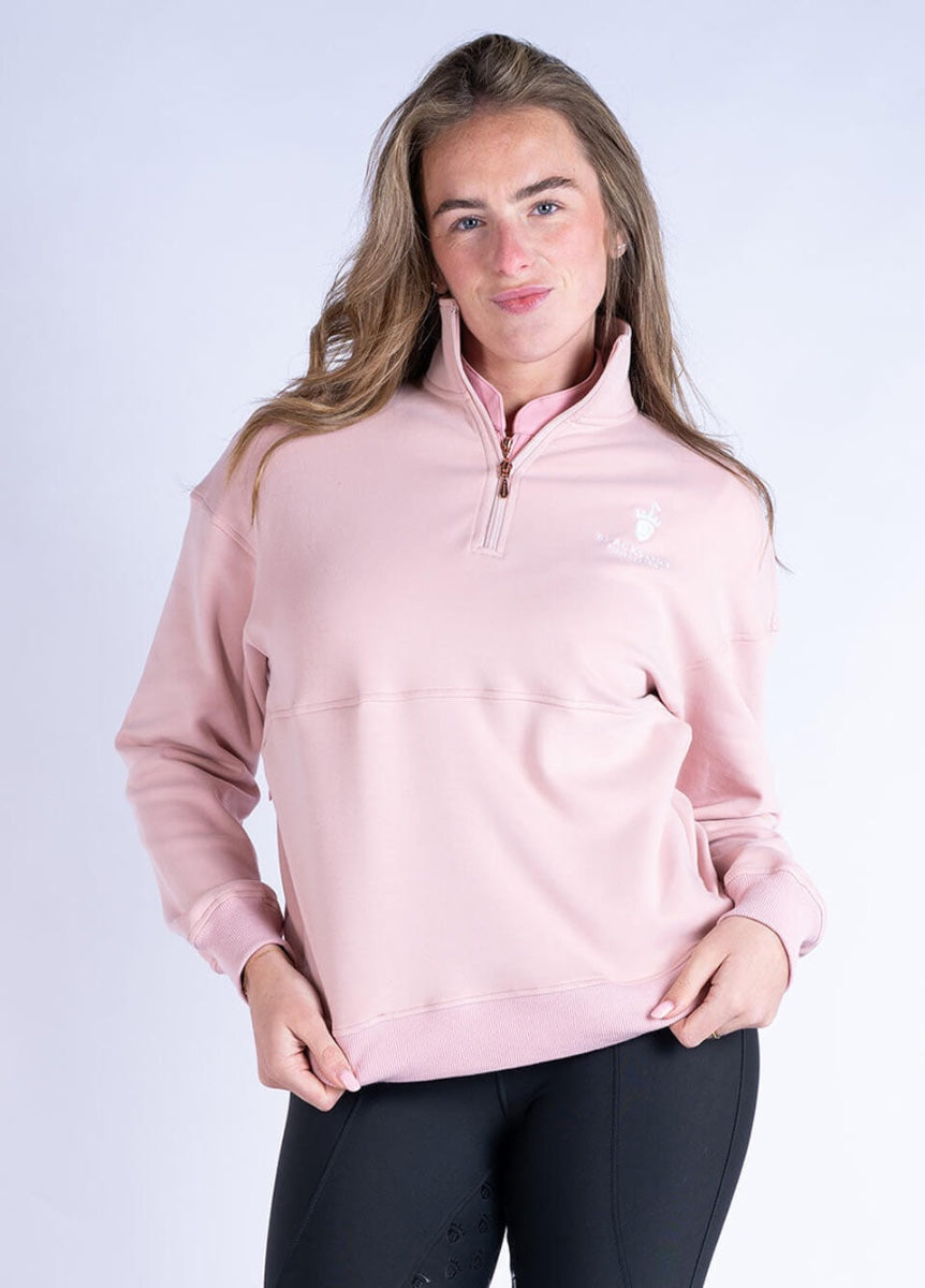 Blackfort Equestrian Ella 1/4 Zip Sweatshirt - Pink/White
