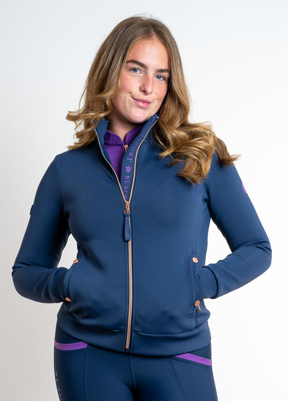 Blackfort Equestrian Jenny Zip Up Jacket - Navy/Bluebell