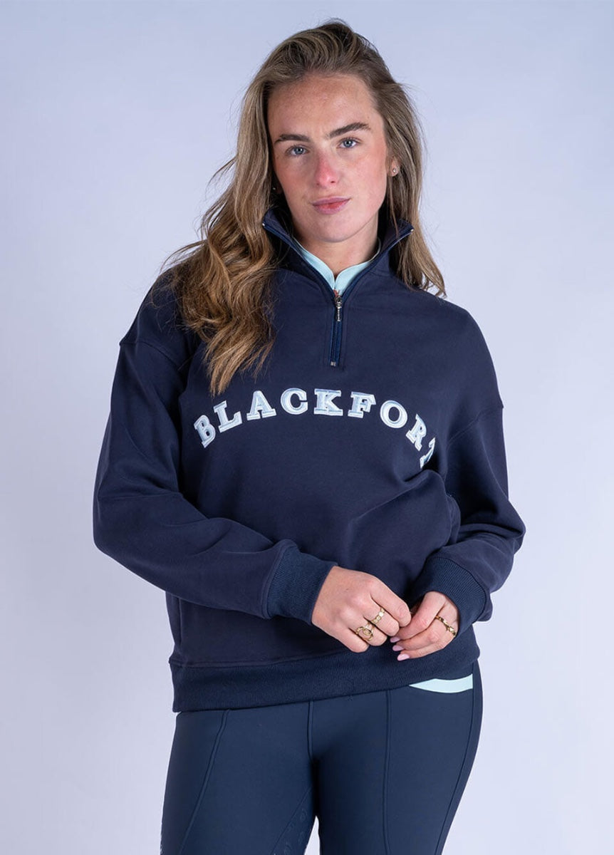 Blackfort Equestrian Ruby 1/4 Zip Sweatshirt - Navy/Sky