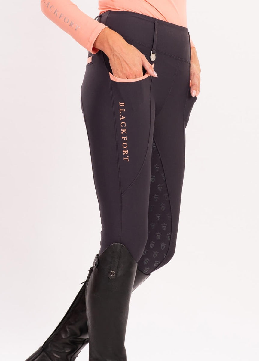 Blackfort Equestrian Training Tights - Grey/Peach