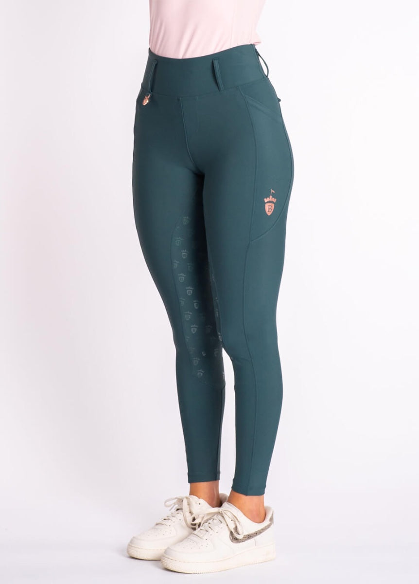 Blackfort Equestrian Riding Breggings - Green/Rose Gold