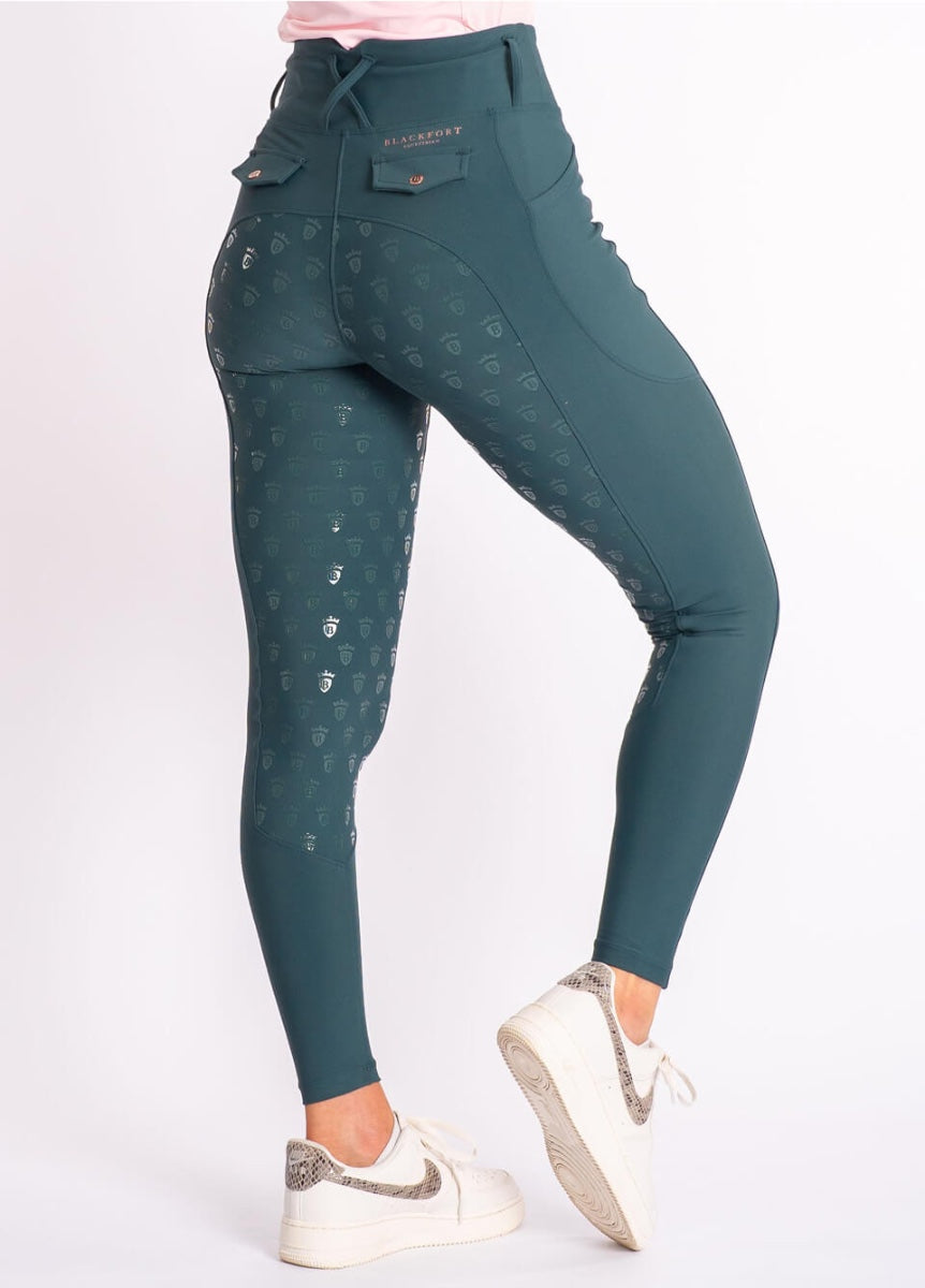 Blackfort Equestrian Riding Breggings - Green/Rose Gold