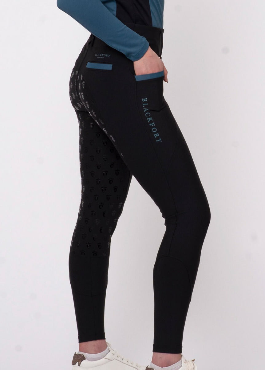 Blackfort Equestrian Training Tights - Black/Teal