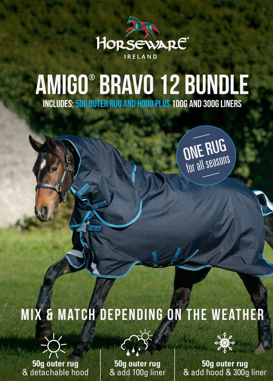 Amigo Bravo Plus 50g Turnout Bundle - Dark Navy/Electric Blue