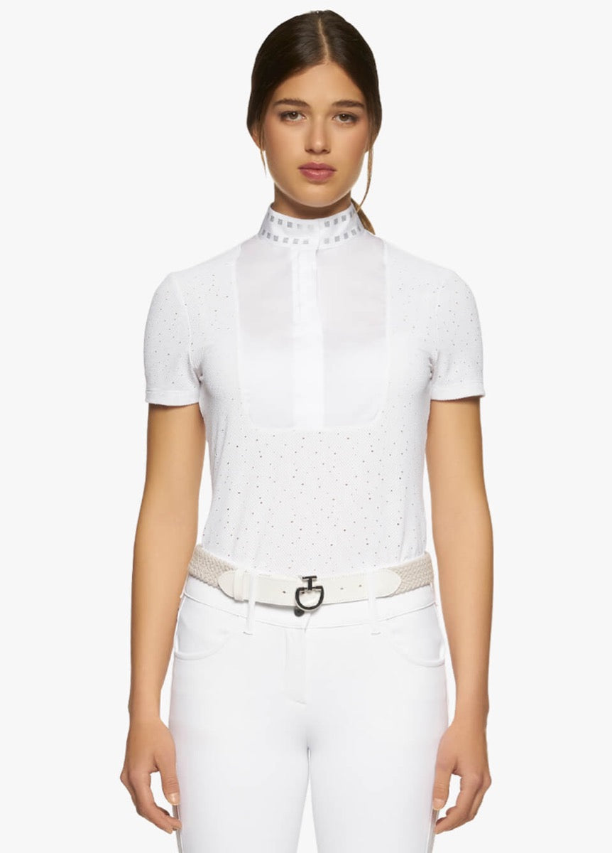 Cavalleria Toscana Micro Sequins Competition Shirt - White