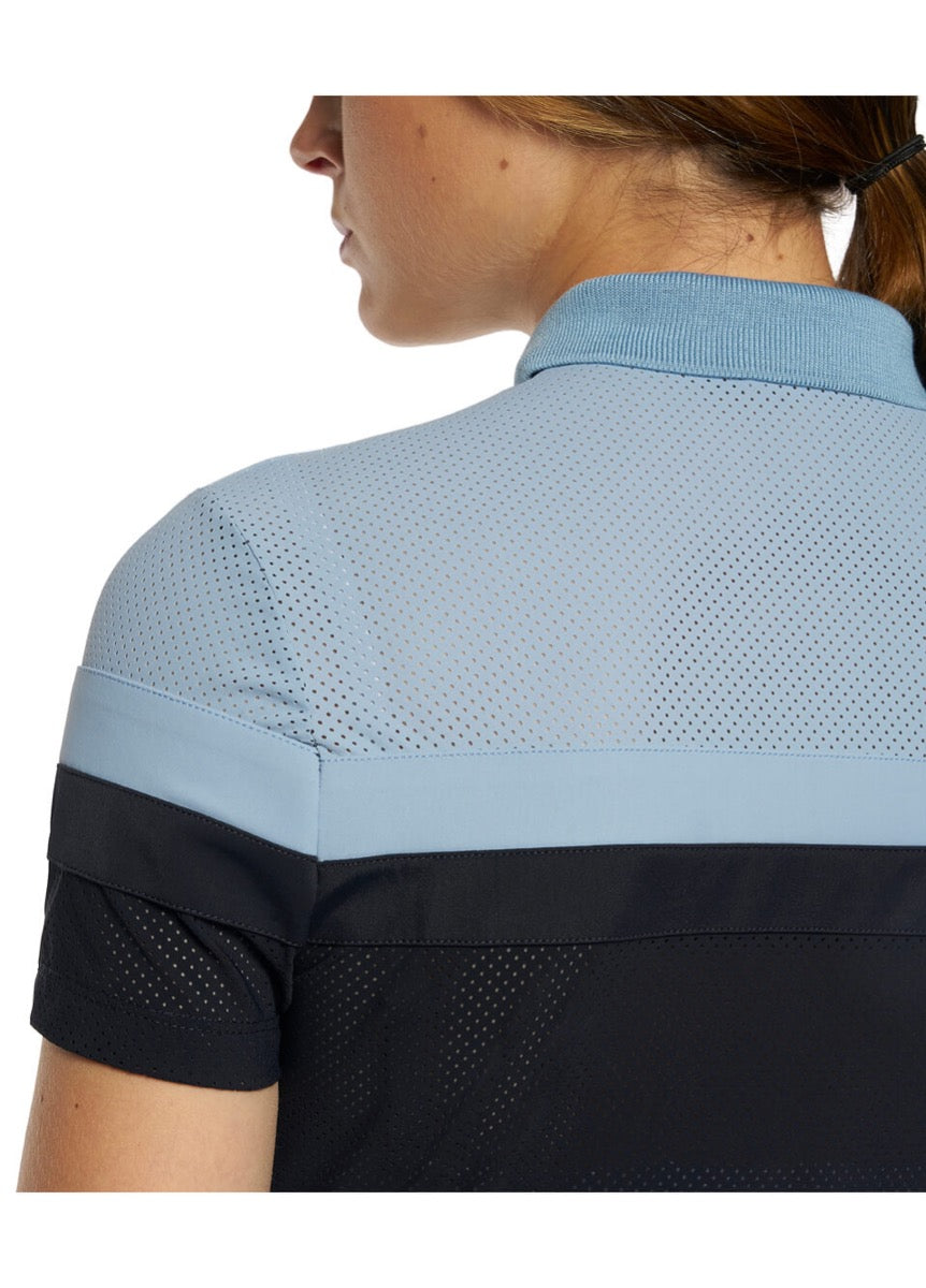 Cavalleria Toscana Perforated Polo Shirt - Navy/Sky Blue