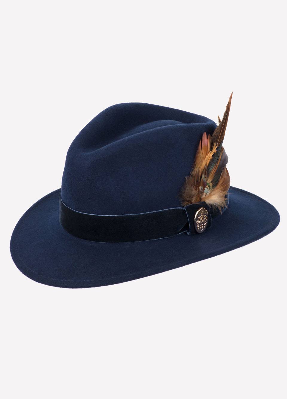 Hicks & Brown Chelsworth Fedora In Navy