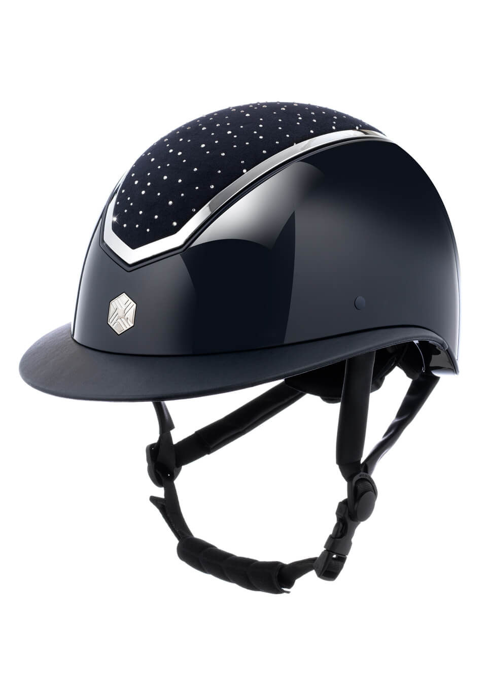 Charles Owen Kylo Gloss Crystal Wide Peak Helmet - Navy/Silver