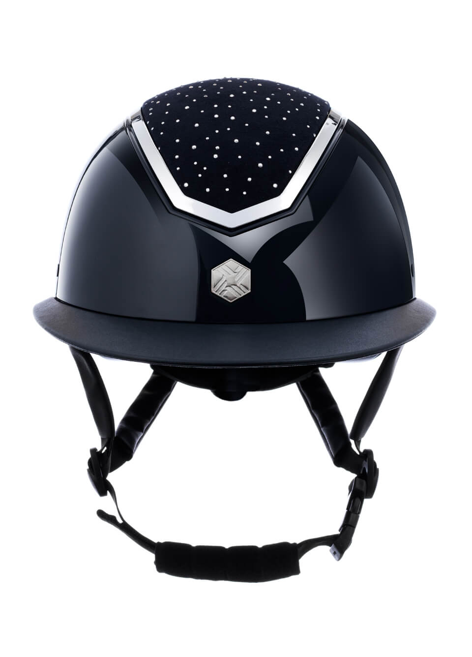 Charles Owen Kylo Gloss Crystal Wide Peak Helmet - Navy/Silver