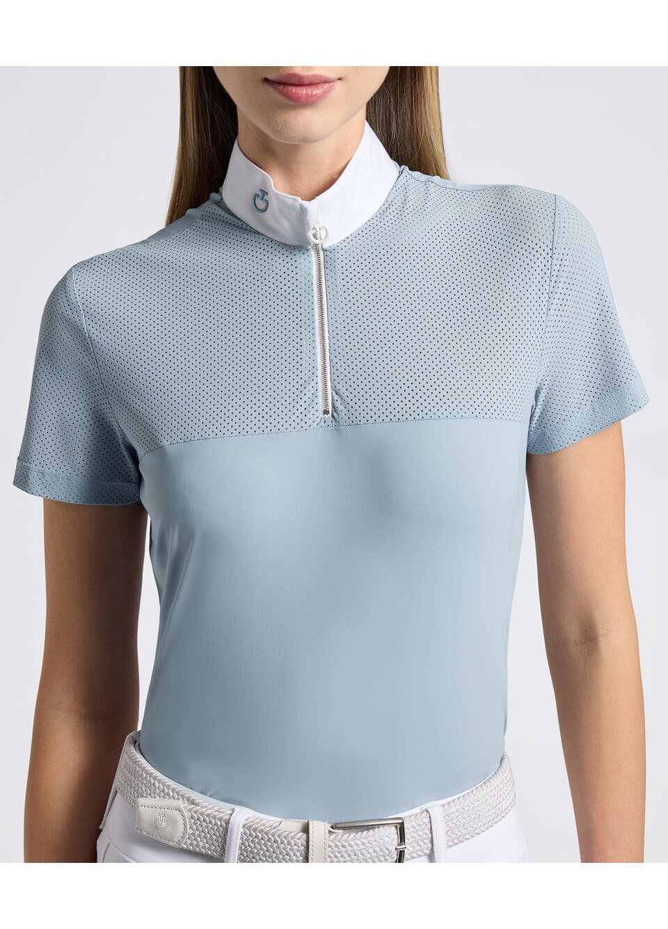 Cavalleria Toscana Perforated Competition Shirt - Fog Blue