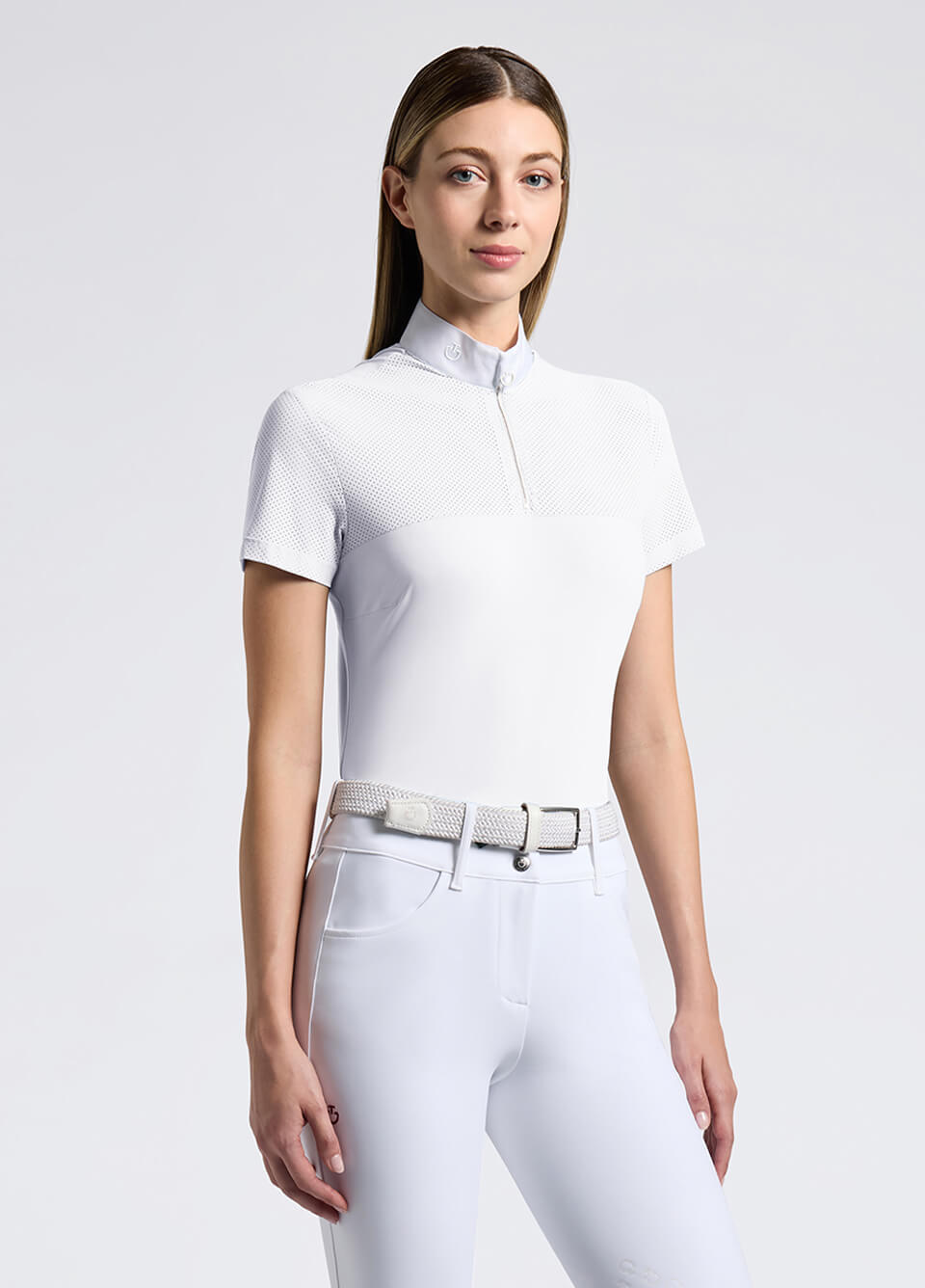 Cavalleria Toscana Perforated Competition Shirt - White